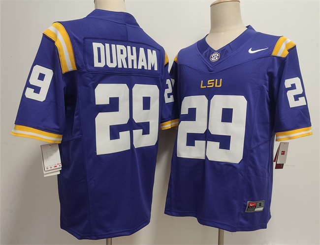 Men's LSU Tigers #29 Caden Durham Purple F.U.S.E. Stitched Jersey